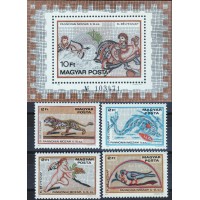 Венгрия 1978 г. №3310-3313, 3314 Мозаичные панно, серия+блок